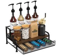 Tiroir de rangement pour 40 Capsules, Porte Capsule pour Nespresso avec Support de Sirop de Café, Grande Capacité Support Dosette pour Cuisine, Maison, Bureau