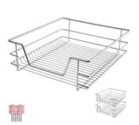 Tiroir de rangement - TECTAKE - Ensemble de 2 paniers chromés coulissants téléscopiques 50 cm - Gris