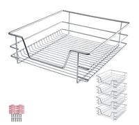 Tiroir de rangement - TECTAKE - Ensemble de 4 paniers chromés coulissants téléscopiques 50 cm - Gris