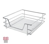 Tiroir de rangement - TECTAKE - Panier chromé coulissant téléscopique, largeur réglable et montage facile, 47 x 44 x 14 cm - Argent