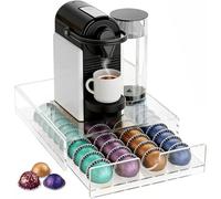 Tiroir de rangement transparent pour capsules de café Nespresso Vertuo, support de capsules de café avec tiroir coulissant, support de capsules de café en acrylique pour comptoir, organisateur de