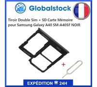 Tiroir Double Sim + Sd Carte Mémoire Pour Samsung Galaxy A40 Sm-A405f A40 A41 A405 A415fnoir