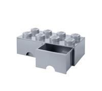 LEGO Boîte de rangement Brique 8 picots – 2 tiroirs, empilable, 9,4 L, Gris