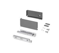 Tiroir en kit - sortie totale - côtés acier 131 mm - Protone - anthracite - profondeur 300 mm EMUCA