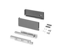 Tiroir en kit - sortie totale - côtés acier 131 mm - Protone - anthracite - profondeur 350 mm EMUCA