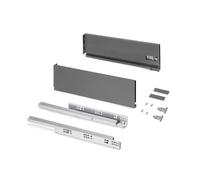 Tiroir en kit - sortie totale - côtés acier 131 mm - Protone - anthracite - profondeur 450 mm EMUCA