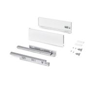 Emuca - Kit tiroir pour cuisine et bain, hauteur 131mm, profondité 400mm, 30 Kg, fermeture amortie, panneaux non incluses, Acier, Blanc