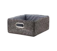 Tiroir en paille tressé gris métal - moyen modèle