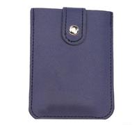 Tiroir épais empilable avec plusieurs emplacements de rangement pour cartes de visite en cuir synthétique avec fermeture à bouton-pression sécurisée (bleu)