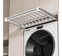 Tiroir extensible pour pantalons - Porte-pantalons coulissant, étagère à pantalons, séchage au-dessus de la machine à laver, étendoir multifonction dissimulé, économise de l'espace, blanc