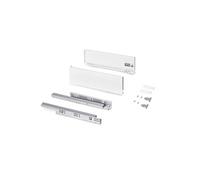 Emuca - Kit tiroir pour cuisine et bain, hauteur 131mm, profondité 400mm, 30 Kg, fermeture amortie, panneaux non incluses, Acier, Blanc