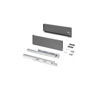 Emuca - Kit tiroir pour cuisine et bain, hauteur 131mm, profondité 450mm, 30 Kg, fermeture amortie, panneaux non incluses, Acier, Gris anthracite