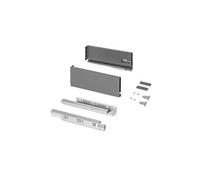 Emuca - Kit tiroir pour cuisine et bain, hauteur 131mm, profondité 350mm, 30 Kg, fermeture amortie, panneaux non incluses, Acier, Gris anthracite