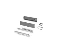 Emuca - Kit tiroir pour cuisine et bain, hauteur 93mm, profondité 350mm, 30 Kg, fermeture amortie, panneaux non incluses, Acier, Gris anthracite