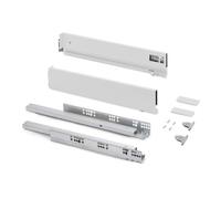 Emuca - Kit tiroir pour cuisine et bain à régulation 3D, hauteur 93mm, profondité 350mm, 40 Kg, fermeture amortie, panneaux non incluses, Acier, blanc