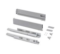 Emuca - Kit tiroir pour cuisine et bain à régulation 3D, hauteur 93mm, profondité 400mm, 40 Kg, fermeture amortie, panneaux non incluses, Acier, gris