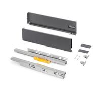 Emuca Tiroir extérieur Vertex Push Synchro - 3D - H131mm - 40 kg - P500mm - acier gris antracite