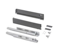 Emuca - Kit tiroir pour cuisine et bain à régulation 3D, hauteur 83mm, profondité 450mm, 40 Kg, fermeture amortie, panneaux non incluses, Acier, gris anthracite