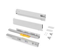 Emuca - Tiroir coulissant cuisine Vertex Push Synchro avec réglages 3D, H 93mm, 40kg, profondeur 450mm, Acier, Peint en blanc