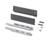 Emuca - Kit tiroir pour cuisine et bain à régulation 3D, hauteur 131mm, profondité 300mm, 40 Kg, fermeture amortie, panneaux non incluses, Acier, gris anthracite