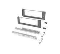 Emuca - Tiroir extérieur Vertex 40 kg hauteur 178 mm avec côtés en verre, 500 mm, Gris anthracite, Acier et Aluminium et Verre, 1 kit