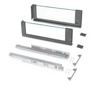 Tiroir extérieur Vertex avec côtés en verre - 178 mm - Gris - 40 kg - 500mm EMUCA