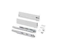 Emuca - Kit tiroir pour cuisine et bain à régulation 3D, hauteur 131mm, profondité 270mm, 40 Kg, fermeture amortie, panneaux non incluses, Acier, blanc