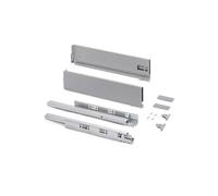 Emuca - Kit tiroir pour cuisine et bain à régulation 3D, hauteur 131mm, profondité 350mm, 40 Kg, fermeture amortie, panneaux non incluses, Acier, gris