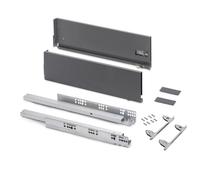 Tiroir extérieur Vertex avec réglages 3D hauteur 178mm, 40kg, profondeur 450mm, Acier, Gris antracite - EMUCA - 3185735