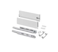 Emuca - Kit tiroir pour cuisine et bain à régulation 3D, hauteur 178mm, profondité 450mm, 40 Kg, fermeture amortie, panneaux non incluses, Acier, blanc