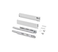 Emuca Kit tiroir 3D pour cuisine et bain - H93 mm P350 mm 40 kg, fermeture amortie, acier blanc