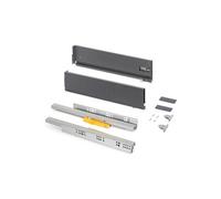 Emuca - Tiroir coulissant cuisine Vertex Push Synchro avec réglages 3D, H 131mm, 40kg, profondeur 500mm, Acier, Gris antracite