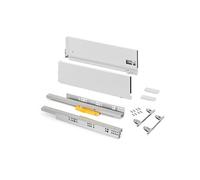 Emuca - Tiroir coulissant cuisine Vertex Push Synchro avec réglages 3D, H 178mm, 40kg, profondeur 400mm, Acier, Peint en blanc