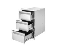 Tiroir Inox Cuisine Extérieur Inox Encastrable 3 Espaces Poignée Acier 38x48x65cm