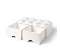 Tiroir LEGO, 8 Boutons, 2 Tiroirs, Boîte De Rangement Empilable, Blanche