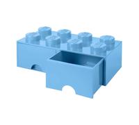 Tiroir LEGO, 8 Boutons, 2 Tiroirs, Boîte De Rangement Empilable, Bleu Clair