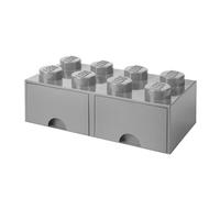 Tiroir LEGO, 8 Boutons, 2 Tiroirs, Boîte De Rangement Empilable, Gris Pierre