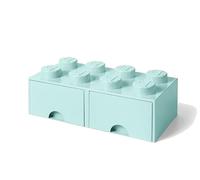 Tiroir LEGO, 8 Boutons, 2 Tiroirs, Boîte De Rangement Empilable, Vert Menthe