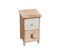 Tiroir Love - 2 Tiroirs-Commode Romantique en Bois Naturel avec Deux tiroirs, l'un d'eux avec la Parole `Love´ et l'autre avec Imprimé Géométrique. (25×25×42.5)