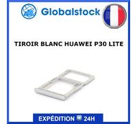 Tiroir Sim 1 + Sim 2 Ou Carte Sd Pour Huawei P30 Lite Blanc