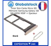 Tiroir Sim Carte Micro Sd Mémoire Pour Samsung Galaxy S8 Sm-G950 950f + Ejecteur Or