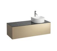 Tiroir Sonar courant, 1 tiroir, adapté aux cuvettes de lavabo 812340, 812341, 812342, 812343, découpe à droite pour le lavabo et le robinet, H4054270341401, Couleur: Or/ Nero Marquina