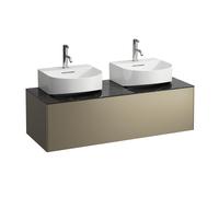 Tiroir Sonar en cours d'utilisation, 1 tiroir, adaptÃ© au lavabo H816341, dÃ©coupe Ã gauche et Ã droite pour le lavabo, Coloris: Titane / Nero Marquina - H4054540341421