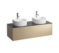 Tiroir Sonar en cours d'utilisation, 1 tiroir, adapté aux cuvettes de lavabo 812340, 812341, 812342, 812343, découpe à gauche et à droite pour le lavabo et le robinet, H4054280341401, Couleur: Or/ Ner