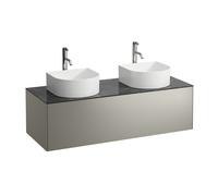 Tiroir Sonar en cours d'utilisation, 1 tiroir, adapté aux cuvettes de lavabo 812340, 812341, 812342, 812343, découpe à gauche et à droite pour le lavabo et le robinet, H4054280341421, Couleur: Titane