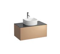 Tiroir Sonar en cours d'utilisation, 1 tiroir, adapté aux cuvettes des lavabos 812340, 812341, 812342, 812343, découpe au milieu pour le lavabo et le robinet, H4054150341411, Couleur: Cuivre/ Nero Mar