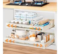 Tiroir Télescopique, Amélioration Tiroir Coulissant Cuisine avec Protection Anti-basculement, 32-54cm Tiroirs Coulissants à Largeur Réglable, Organiseur de Placard Extensible avec Système de Rail