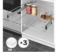 Tiroir Téléscopique de Cuisine - JAGO - 3 Pièces - Charge max. 20kg - Rails Inclus - 50cm