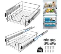 Tiroir télescopique - HENGMEI - 40 cm - Métal chromé - Rangement cuisine - Accessoire polyvalent