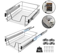 Tiroir télescopique - HENGMEI - 60 cm - Métal chromé - Rangement cuisine - Design contemporain